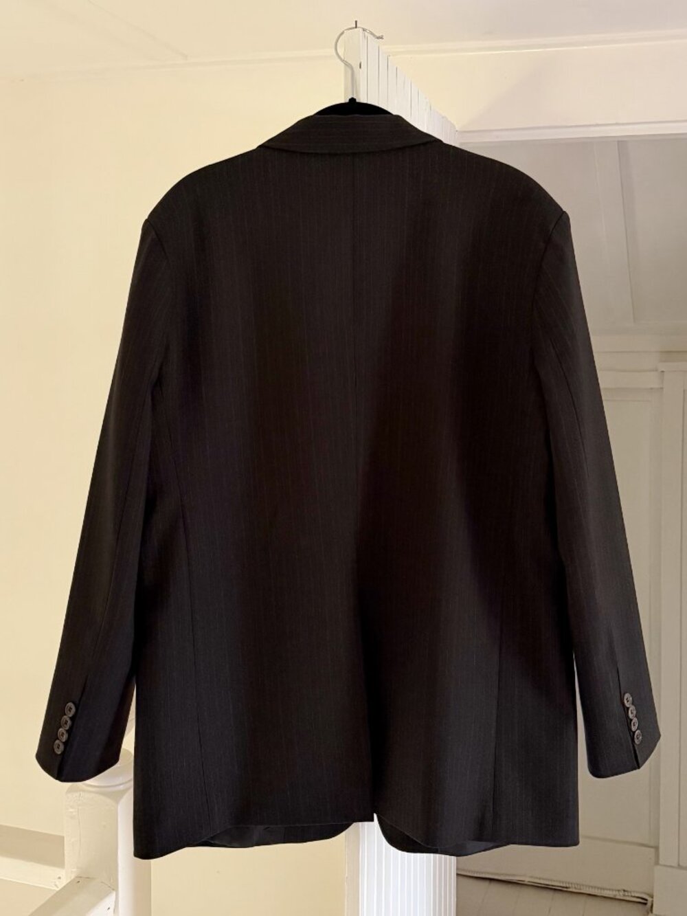 Normal / The Frankie Shop Wool Pinstripe Oversized Blazer Jacket Size XS/S Black - Picture 6 of 10